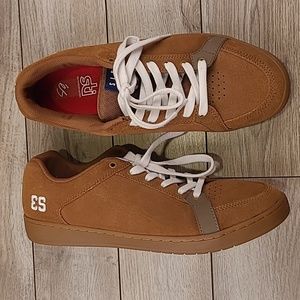 ES Sal SLB Tan Brown Suede‎ Leather Sz 12 Mens ATH Skateboarding Shoes Sneakers